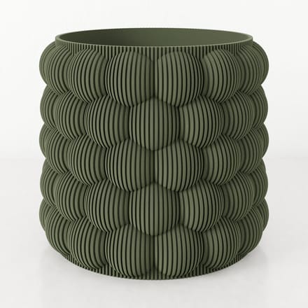 Fleuriek - Bloempot voor binnen - Groen gestreepte plantenpot van bio plastic - Ø12 cm