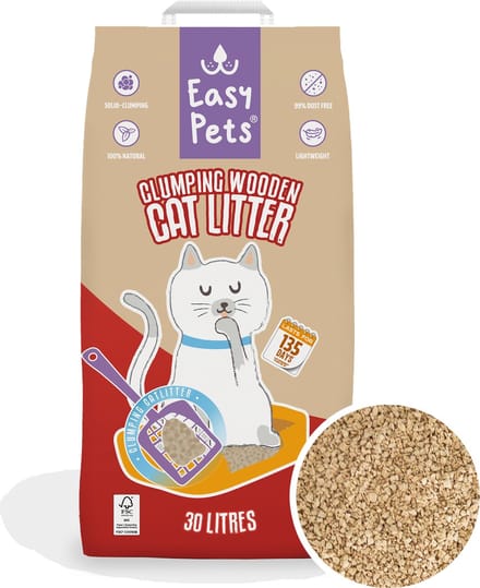 Easypets Kattenbakvulling - Klontvormend Hout - Fijne korrel - 30L