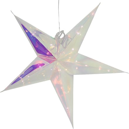 Svenska Living Verlichte kerstster - zilver iriserend- 53 cm - op batterij - warm wit