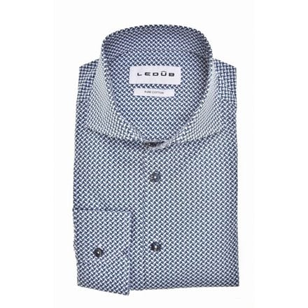Ledûb Overhemd Pure Cotton Allover Mini Squares Pattern Midden Blauw / male