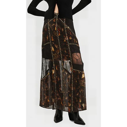 AllSaints Bryn Emb Skirt Kateri Black Größe: 6 | Maxiröcke Outlet | Damen | Schwarz