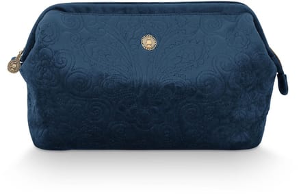 Pip Studio - Cooper - Quiltey Days - Make-up Tas - Toilettas - Blauw - Fluweel / Polyester - Beauty Case - Dames - 30x13,8x20,7cm