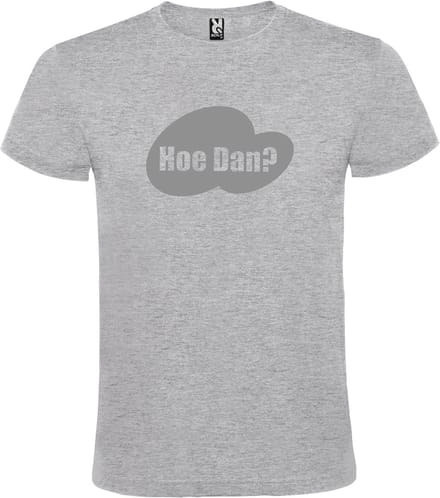Grijs T-shirt ‘Hoe Dan?’ Zilver Maat S