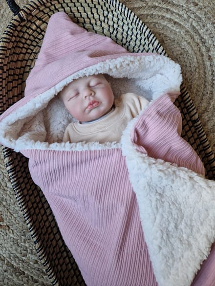 Wikkeldeken - Omslagdoek - Badcape - Rib Roze/Teddy - 70x70cm / Baby Creaties