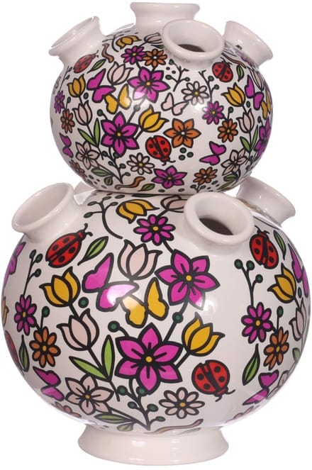 Daan Kromhout Design - vaas - tulpenvaas - 2 delig - wit - diverse kleuren - hoogte 26 cm - Ø 18 cm - aardewerk