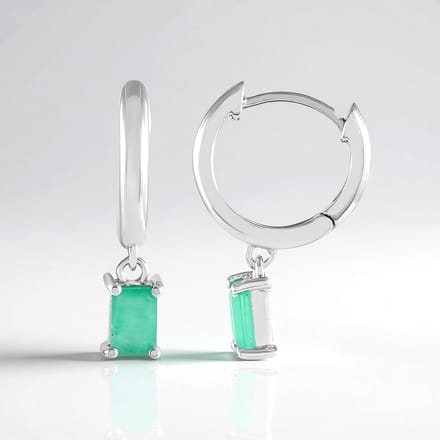 Cavill - 925 Sterling Zilver Gerhodineerd - Socoto Smaragd Oorbellen 1,017 ct - Achthoekige Braziliaanse Edelstenen - Elegante Dames Oorbellen