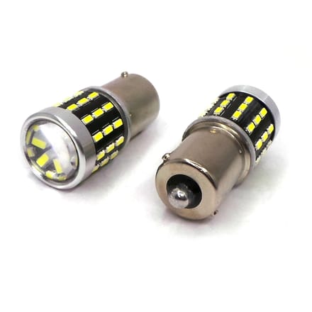 2 stuks LED-lamp BA15S, P21W 12-24V CANBUS 1500lm wit met Off-Road-lens