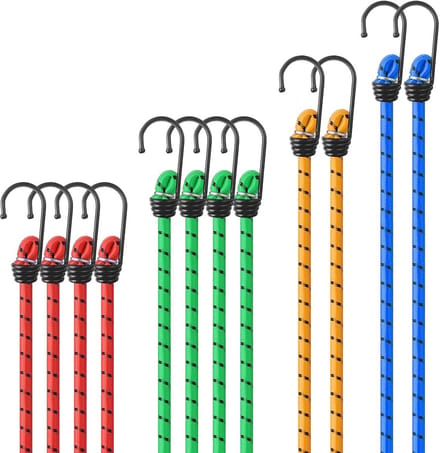 Universele Spanbanden - Spanrubber Haken - Bagage Bevestigen - Extra Sterk Materiaal - 12 Stuks - Multicolor