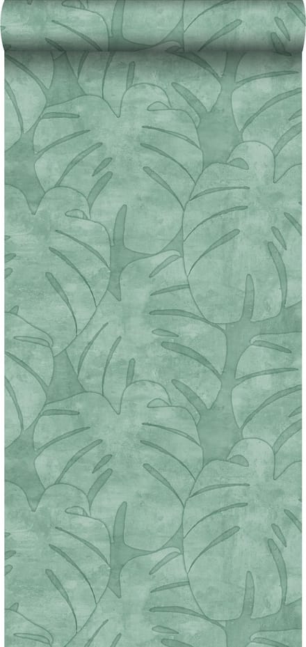 ESTAhome behang monstera bladeren mintgroen - 53 cm x 10.05 m - 139003