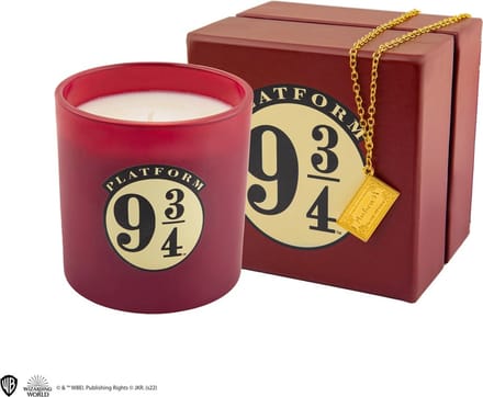 Harry Potter Platform 9 3/4 candle with Hogwarts Express ticket necklace