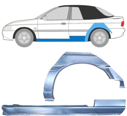 Reparatiepaneel dorpel + achterspatbord voor Ford Escort 1995-2000 / Links