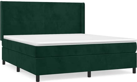 vidaXL - Boxspring - met - matras - fluweel - donkergroen - 180x200 - cm