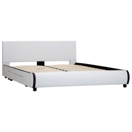 vidaXL - Bedframe - met - lades - kunstleer - wit - 140x200 - cm