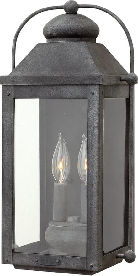 Hinkley LED Wand Buitenlamp Anchorage | 2X E14 Max 60W | IP44 | Dimbaar | Aged Zinc