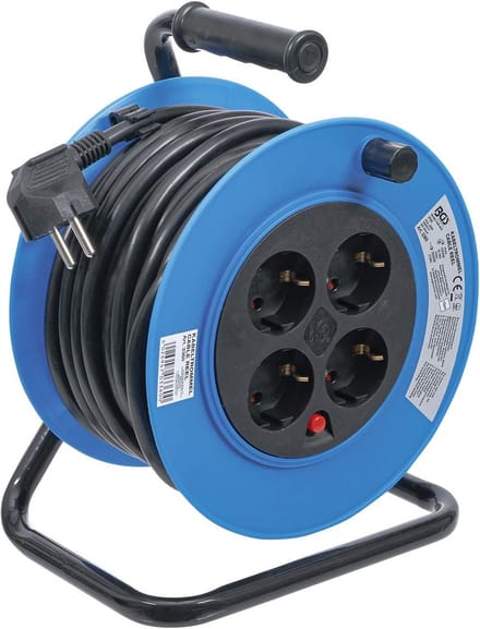 Kabelhaspel 15 meter - 4 Stopcontacten - 3000W Vermogen - IP20