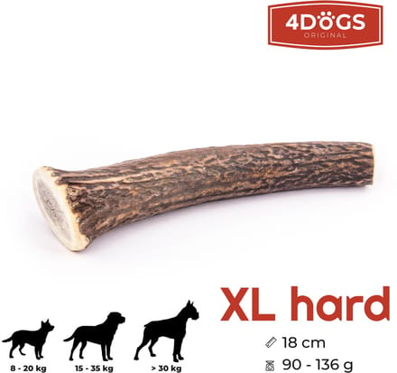 4DOGS – Kauwspeelgoed van hertengewei R-Line – Maat XL – Hard – Natuurlijk