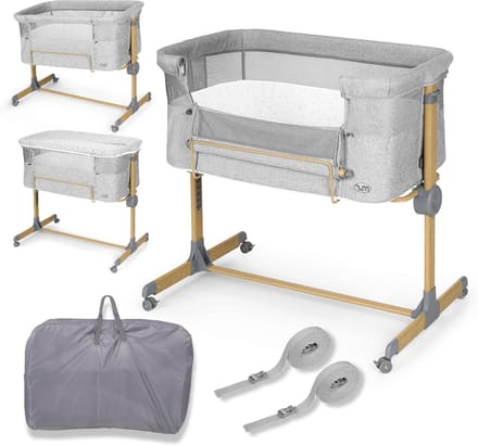 Baby Bed - Kinderbed - Naast Ouders - 7 Hoogtes Verstelbaar - 88 x 52 cm - Grijs