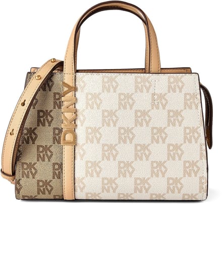 DKNY handtas schoudertas Avril Satchel Crossbody Capucn Combo beige