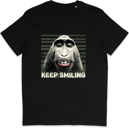 T Shirt Heren - Grappige Aap - Blijf Lachen - Zwart - Maat M