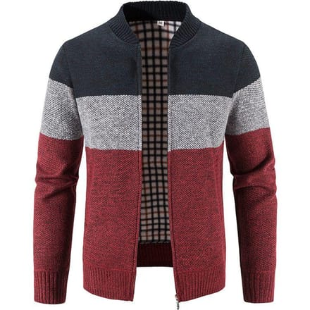 Winter Casual Trui met Dik Fluweel Baseballkraag Heren Losse Kleurblok Gebreide Trui Warme Jas 3XL gray