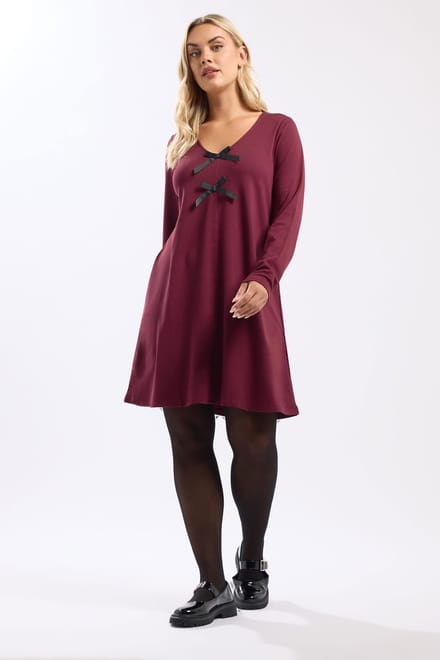 Yours Bourgondischrode Tuniekjurk Met Strikdetail Size 46
