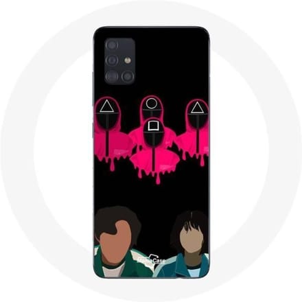 Coque pour samsung galaxy A71 Squid Game Seong Gi hun et Kang Sae Byeok Masques Triangle carré et Ce