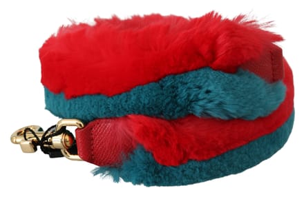 Dolce & Gabbana Red Blue Rabbit Fur Leather Shoulder Damesriem