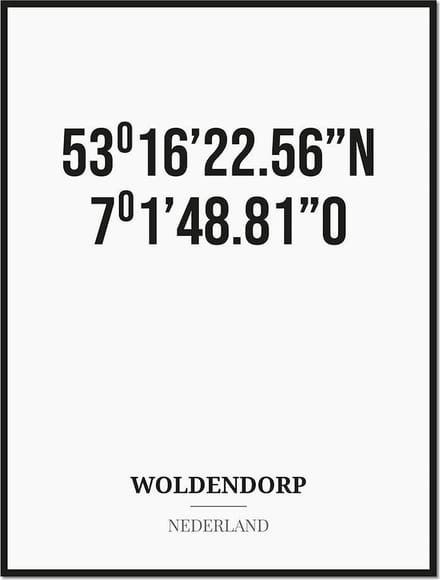 Poster/kaart WOLDENDORP met coördinaten