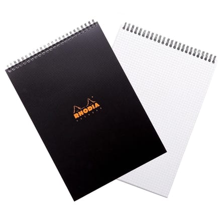 Rhodia Notepad - Klassiek notitieblok - A4 - Ruitjes - 5x5 mm - 90g - Zwarte kaft - 80 vel