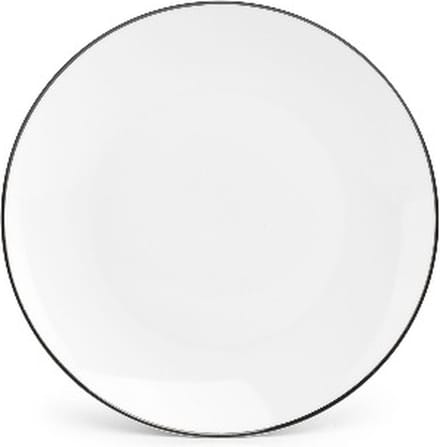 BonBistro Plat bord 20,5cm coupe black rim Basic White (Set van 6)