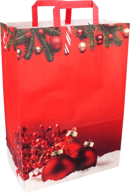 Papieren draagtas Kerstbal - 32 x 45 x 17 cm - 90grs FSC - 50 stuks
