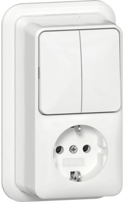 Gira combinatie serieschakelaar/stopcontact met randaarde 16A 250V - zuiver wit (417511)