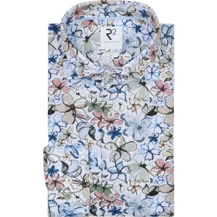 R2 Overhemd Sorona Flower Print Multicolour - Maat 38 - Heren - Overhemden Formeel