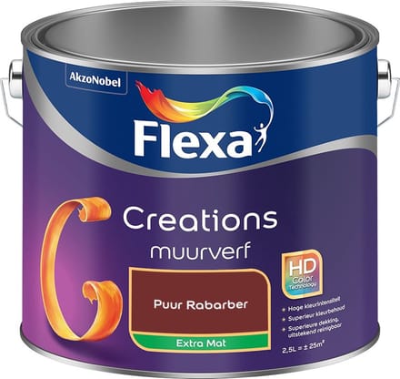 Flexa - Creations Muurverf Extra Mat - Puur Rabarber - Mengverf - 2,5 L
