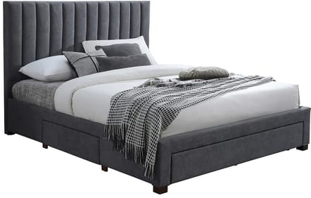 Vente-unique Bedframe stof grijs 180 x 200 cm (Super King Size Bed)