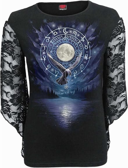 Spiral Longsleeve top -S- WITCHCRAFT Zwart