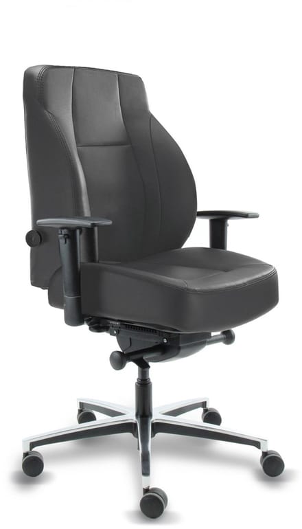 Workliving Delta-5 Leer Compact - Ergonomische 24-uurs Bureaustoel