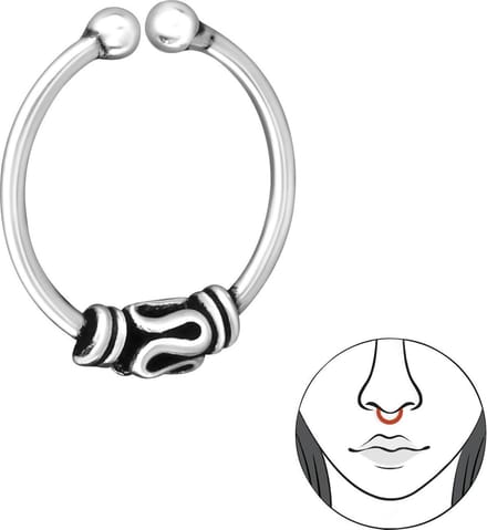 Amanto Neusclips Frankje D - 925 Zilver Geoxideerd - Bali - ∅10mm