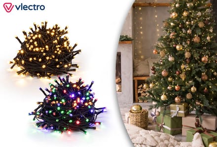 Vlectro Kerstverlichting op batterijen met kleurswitch – 250 LED – lange slinger met timer