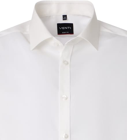 VENTI body fit overhemd - twill - offwhite - Strijkvrij - Boordmaat: 42