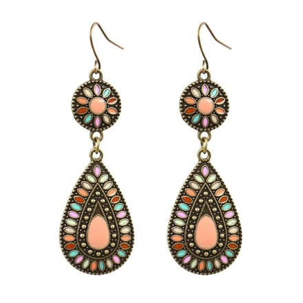Fako Bijoux® - Oorbellen - Bohemian - Druppel Retro - Roze
