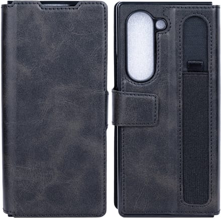 Rixus Wallet Case With Pen Holder For Samsung Galaxy Z Fold6 Black