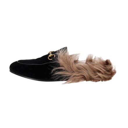 Gucci Princetown Muilen in Zwart Fluweel
