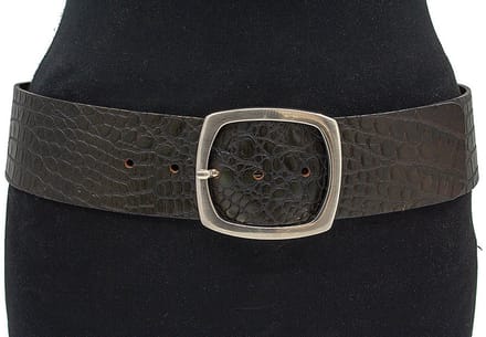 Brede bruin/groene heupriem - Dames riem - 6 cm breed - Leer - Brede riem - Casual - Maat 85