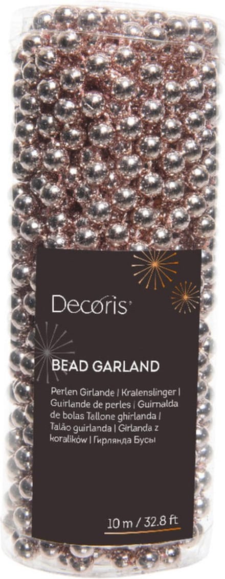 Decoris kerstslinger - 10 meter - 0,8cm kralen - Roze