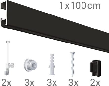 Click Rail / Ophangrail - Mat Zwart - Complete Set 100 cm