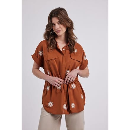 DIDI Dames Blouse Vibe Caramel cafe maat 48