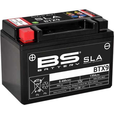 Motorfiets accu BS Battery SLA BTX9 - C (10Hr) - C (20Hr)