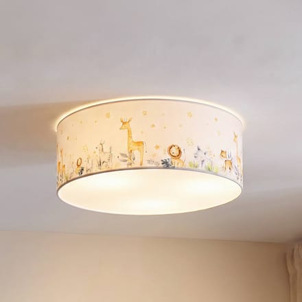 Duolla Kinderplafondlamp Kids Print, kleurrijk/wit, Ø 50 cm, textiel