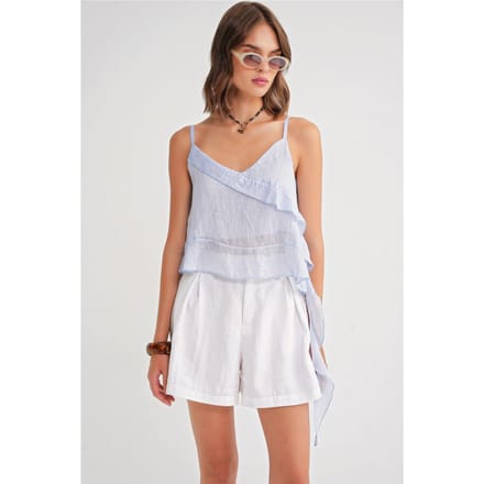 Rimpelige Textuur V-Hals Crop Top